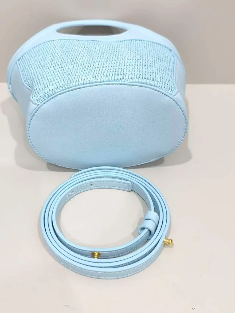Marni Mini Light Blue Raffia Basket Tote Bag Removable Crossbody Strap